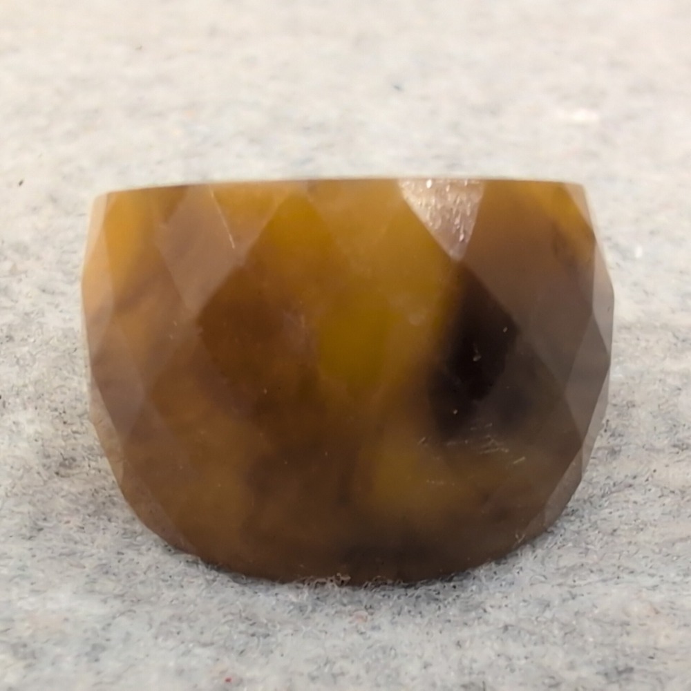 Unique Vintage Faceted Amber Brown Resin Ring Statement Fashion Jewelry - Picture 1 of 4